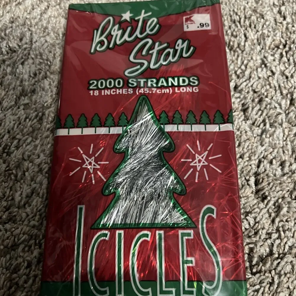 Lot of 11 Vintage Brite Star Silver Icicles Tinsel 22,000 Strands Kmart Sealed